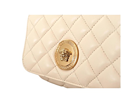 Versace La Medusa Nappa Quilted Beige Leather Chain Small Versace La Medusa Nappa Quilted Beige Leather Chain Small