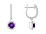 6mm Round Amethyst 1/3 ctw Diamond Rhodium Over Sterling Silver Halo Dangle Earrings