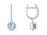 6mm Round Aquamarine 1/3 ctw Diamond Rhodium Over Sterling Silver Halo Dangle Earrings