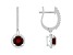 6mm Round Garnet 1/3 ctw Diamond Rhodium Over Sterling Silver Halo Dangle Earrings