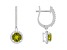 6mm Round Peridot 1/3 ctw Diamond Rhodium Over Sterling Silver Halo Dangle Earrings