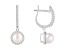 6mm Cultured Freshwater Pearl 1/3 ctw Diamond Rhodium Over Sterling Silver Halo Dangle Earrings