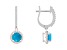 6mm Round Turquoise 1/3 ctw Diamond Rhodium Over Sterling Silver Halo Dangle Earrings