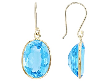 Picture of Swiss Blue Topaz 14K Yellow Gold Dangle Earring 14.00ctw