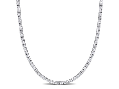 12 1/2 CT DEW Created Moissanite Tennis Necklace in Sterling Silver, 17"