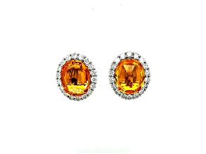 8.85 Ctw Yellow Sapphire and 1.50 Ctw Diamond Earring in 18K WG