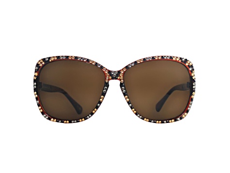 Brown Leopard Crystal Square Frame Sunglasses