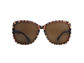 Brown Leopard Crystal Square Frame Sunglasses