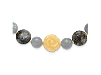 Picture of 14K Yellow Gold Over Sterling Silver Agate, Labradorite, Jadeite 2-inch Extension Necklace