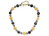 14K Yellow Gold Over Sterling Silver Agate, Labradorite, Jadeite 2-inch Extension Necklace