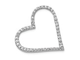 Rhodium Over 14k White Gold Diamond Heart Chain Slide Pendant