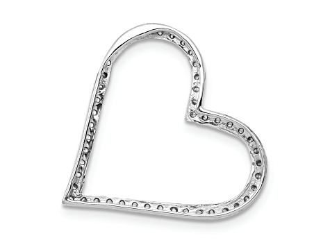 Rhodium Over 14k White Gold Diamond Heart Chain Slide Pendant