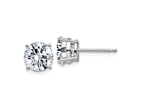 Rhodium Over 14K White Gold 2.50ct. 7.0mm Round G H I True Light Moissanite Earrings