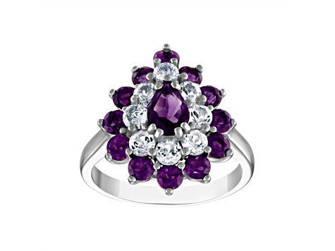 Purple Amethyst Sterling Silver Ring 3.03ctw