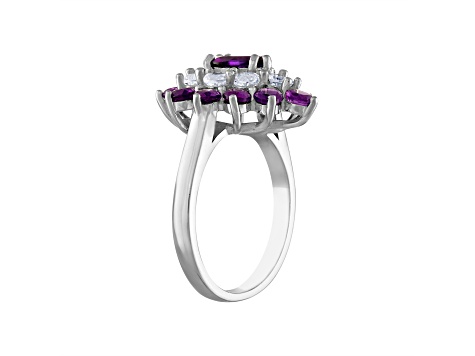 Purple Amethyst Sterling Silver Ring 3.03ctw