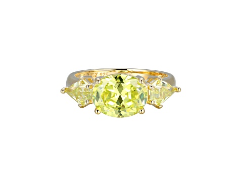 Green Cubic Zirconia 18k Yellow Gold Over Sterling Silver August Birthstone Ring 4.79ctw