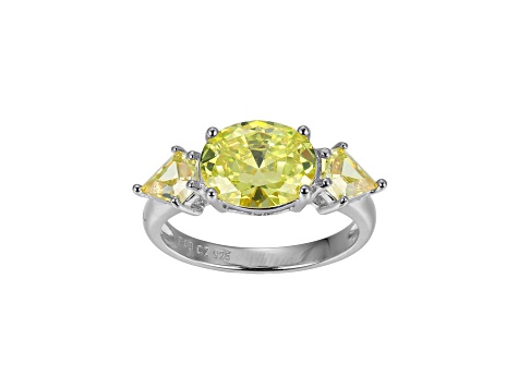 Green Cubic Zirconia Platinum Over Sterling Silver August Birthstone Ring 4.79ctw