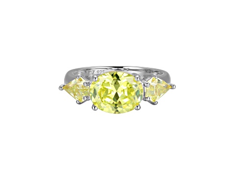 Green Cubic Zirconia Platinum Over Sterling Silver August Birthstone Ring 4.79ctw