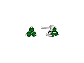 0.30ctw Emerald 3-Stone Earrings in 14k White Gold