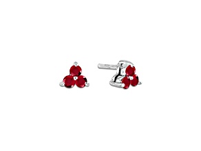 0.40ctw Ruby 3-Stone Earrings in 14k White Gold