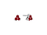 0.40ctw Ruby 3-Stone Earrings in 14k White Gold