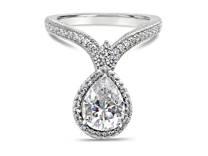 Judith Ripka 3.32ctw Pear Bella Luce Diamond Simulant Rhodium Over Sterling Silver Ring
