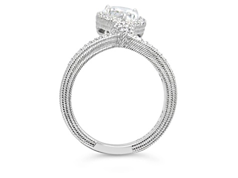 Judith Ripka 3.32ctw Pear Bella Luce Diamond Simulant Rhodium Over Sterling Silver Ring