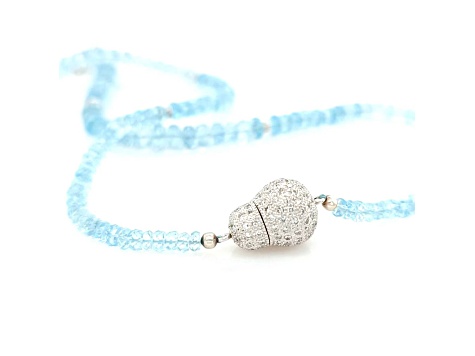 118.00 Ctw Aquamarine and 0.25 Ctw White Diamond Necklace in 18K WG