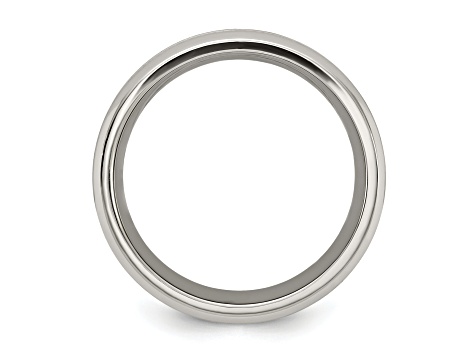 White Cubic Zirconia Titanium Men's 8mm Band Ring