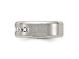 White Cubic Zirconia Titanium Men's 8mm Band Ring