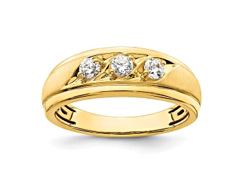 Picture of 14K Yellow Gold 3-Stone Diamond Men's Ring 0.38ctw