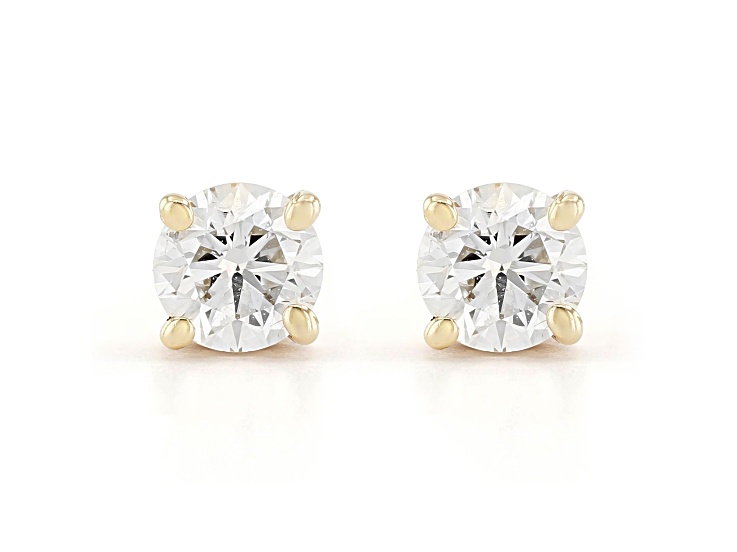 Certified White Lab-Grown Diamond H-I SI 14K Yellow Gold Solitaire Stud Earrings 0.25ctw