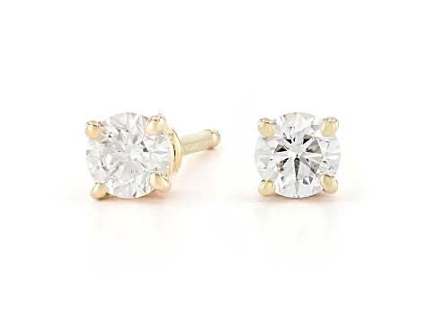 Certified White Lab-Grown Diamond H-I SI 14k Yellow Gold Solitaire Stud Earrings 0.25ctw