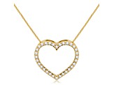 White Cubic Zirconia 14k Yellow Gold Heart Pendant With Chain 0.35ctw