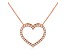 White Cubic Zirconia 14k Rose Gold Heart Pendant With Chain 0.35ctw