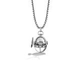 Star Wars™ Fine Jewelry Grogu™ White Diamond Rhodium Over Sterling Silver Pendant 0.15ctw