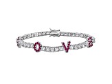 Created Ruby and White Sapphire Sterling Silver Love Bracelet 14.23ctw