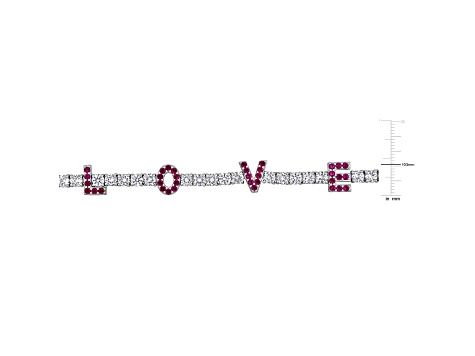 Created Ruby and White Sapphire Sterling Silver Love Bracelet 14.23ctw