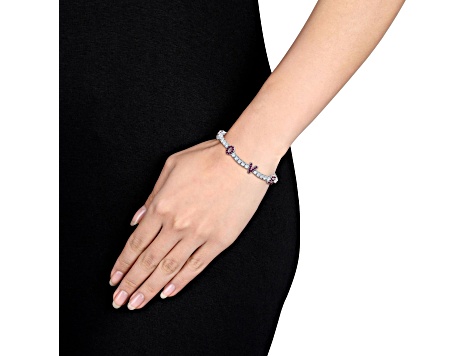 Created Ruby and White Sapphire Sterling Silver Love Bracelet 14.23ctw