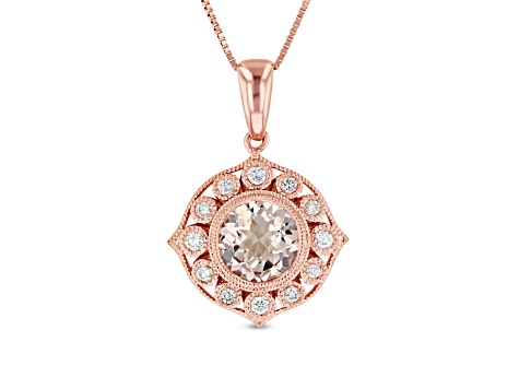 1.28cttw Morganite and Diamond Pendant in 14k Rose Gold