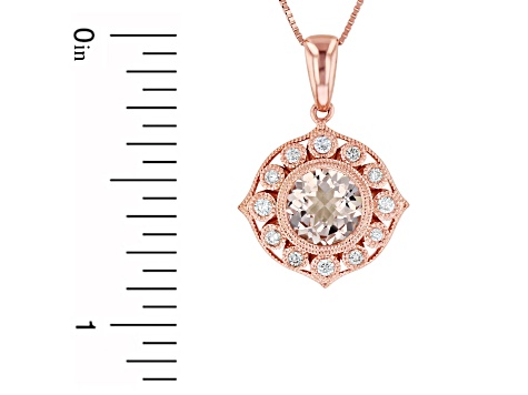 1.28cttw Morganite and Diamond Pendant in 14k Rose Gold