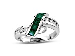 0.93ctw Emerald and Diamond Ring in 14k White Gold