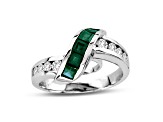 0.93ctw Emerald and Diamond Ring in 14k White Gold