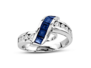 1.08ctw Sapphire and Diamond Ring in 14k White Gold