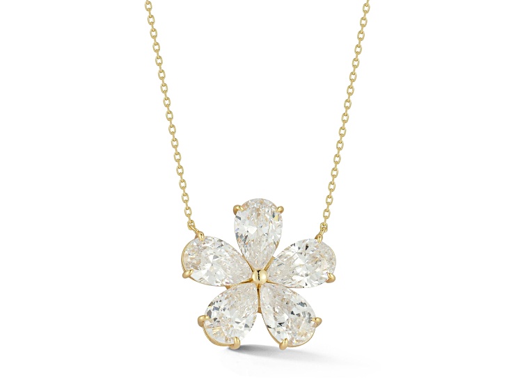 Rachel Zoe 14K Yellow Gold Over Sterling Silver Cubic Zirconia Statement Flower Pendant Necklace