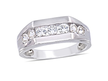 White Diamond 10k White Gold Mens Band Ring 0.20ctw