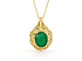 Emerald and Diamond 18K Yellow Gold Over Sterling Silver Pendant, 2.80ctw.