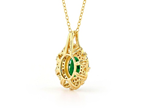 Emerald and Diamond 18K Yellow Gold Over Sterling Silver Pendant, 2.80ctw.