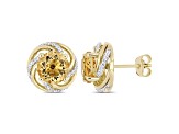 Citrine and White Topaz 18k Yellow Gold Over Sterling Silver Swirl Stud Earrings 3.88ctw