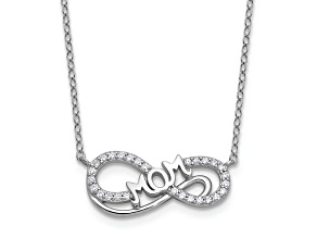 Rhodium Over Sterling Silver Polished Cubic Zirconia Mom Infinity Necklace